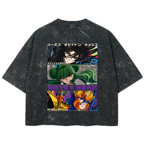 Playera streetwear premium de anime y gaming ExtraLife MX, corte boxy deluxe mineral wash heavyweight en color Acid Wash, moda urbana mexicana de culto.