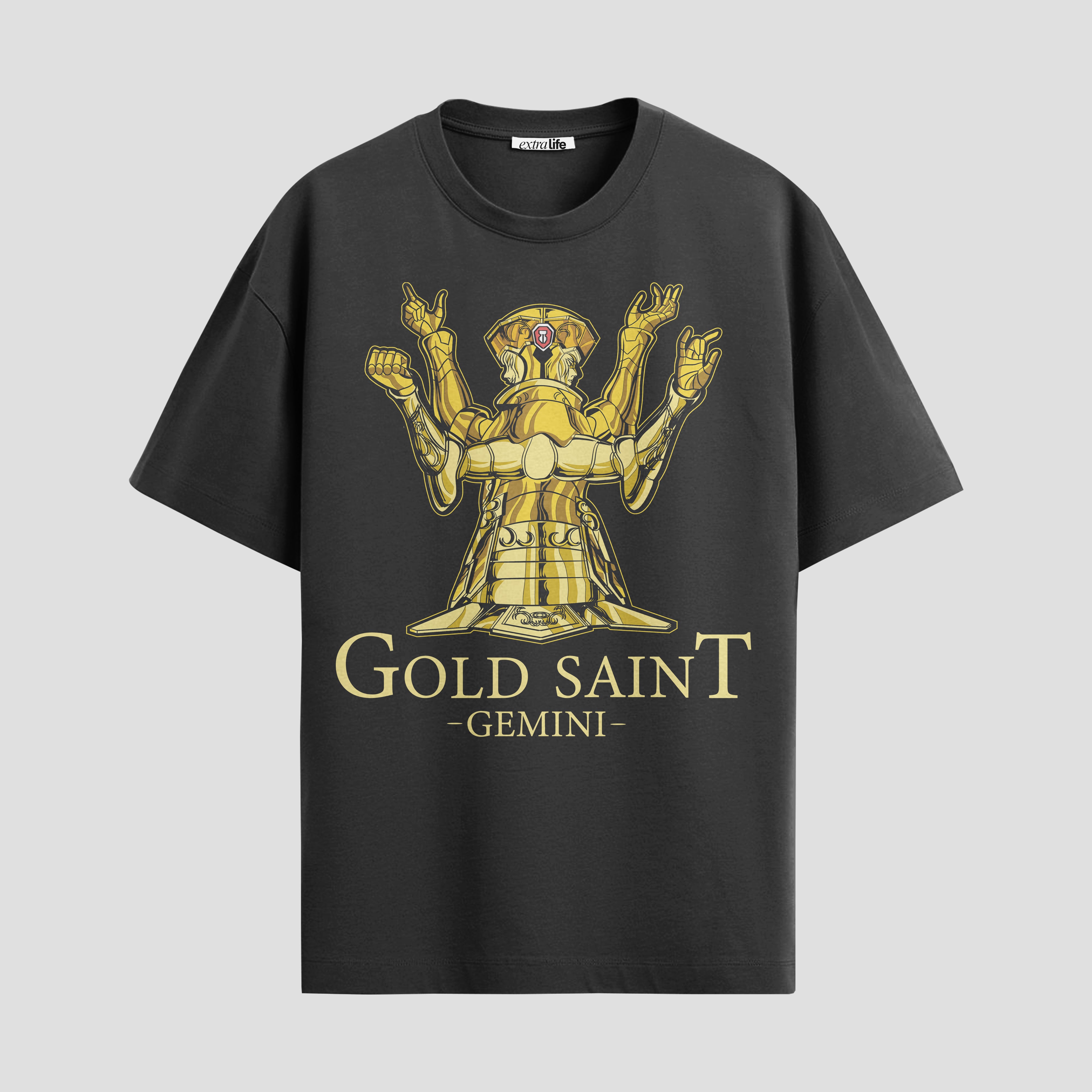 Playera urbana de anime y gaming ExtraLife MX, corte Standard Fit unisex ligero y transpirable en color Deep Black y Pure White, ropa de uso diario para gym y casual.