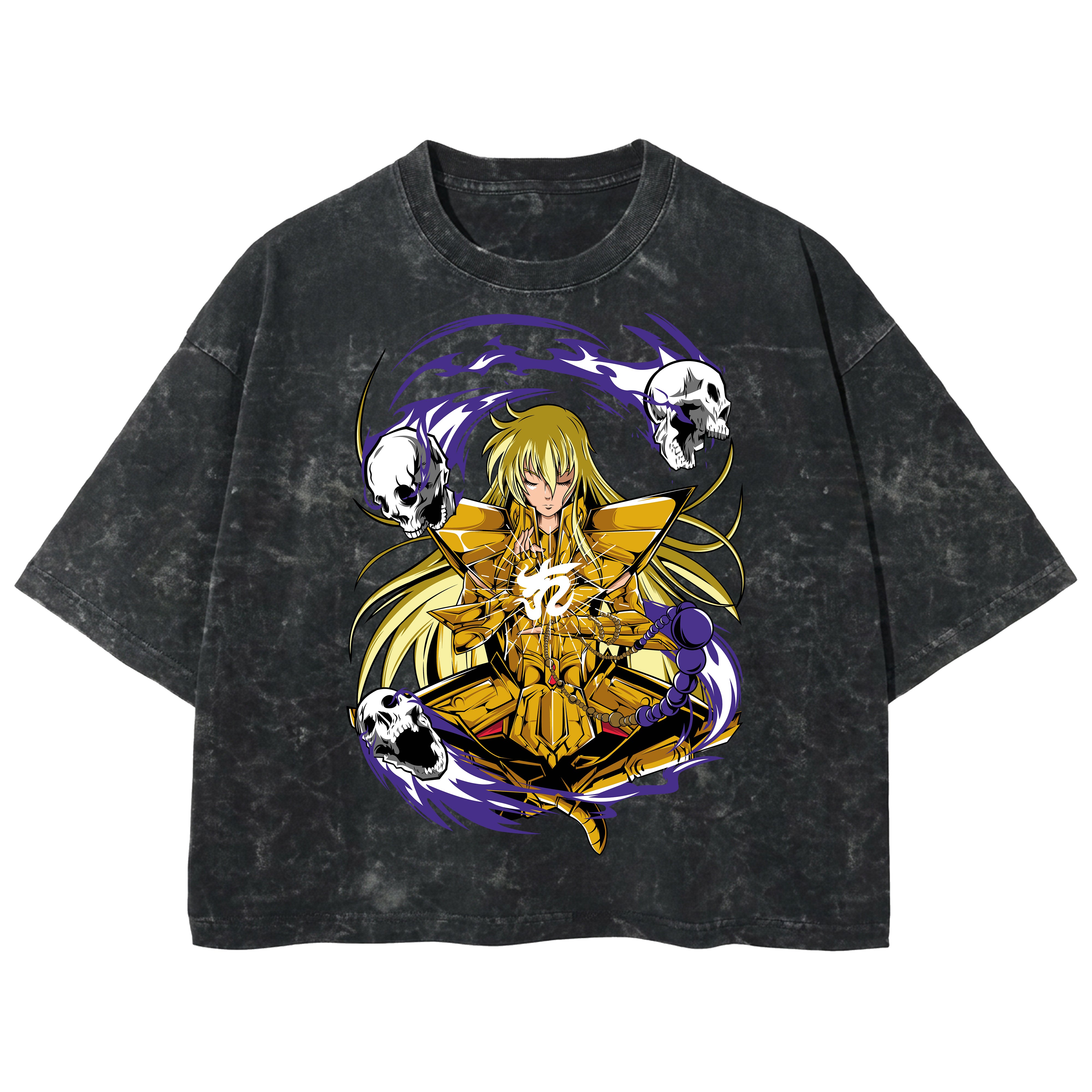 Playera streetwear premium de anime y gaming ExtraLife MX, corte boxy deluxe mineral wash heavyweight en color Acid Wash, moda urbana mexicana de culto.