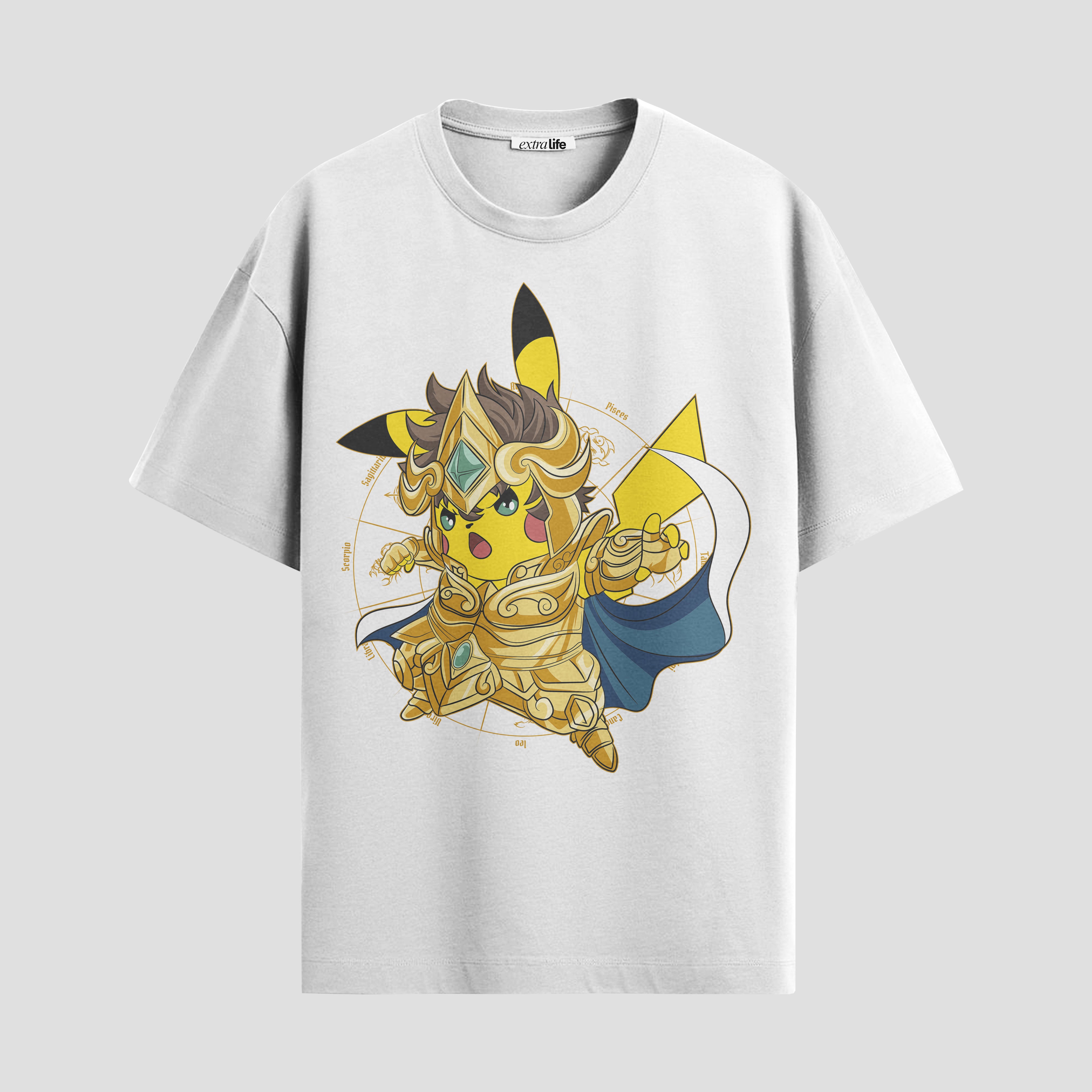 Playera urbana de anime y gaming ExtraLife MX, corte Standard Fit unisex ligero y transpirable en color Deep Black y Pure White, ropa de uso diario para gym y casual.