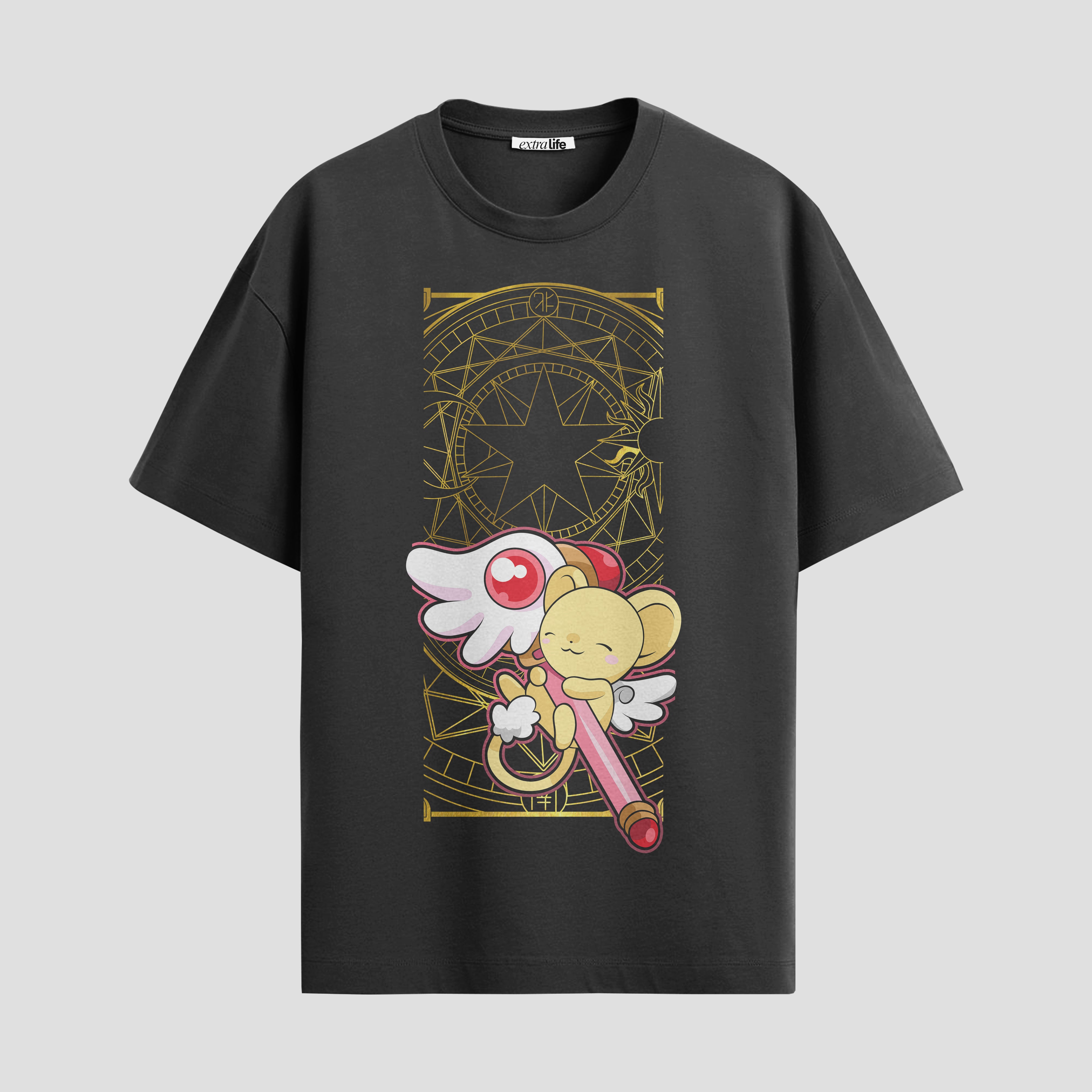 Playera urbana de anime y gaming ExtraLife MX, corte Standard Fit unisex ligero y transpirable en color Deep Black y Pure White, ropa de uso diario para gym y casual.