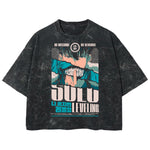 Playera streetwear premium de anime y gaming ExtraLife MX, corte boxy deluxe mineral wash heavyweight en color Acid Wash, moda urbana mexicana de culto.