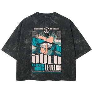 Playera streetwear premium de anime y gaming ExtraLife MX, corte boxy deluxe mineral wash heavyweight en color Acid Wash, moda urbana mexicana de culto.