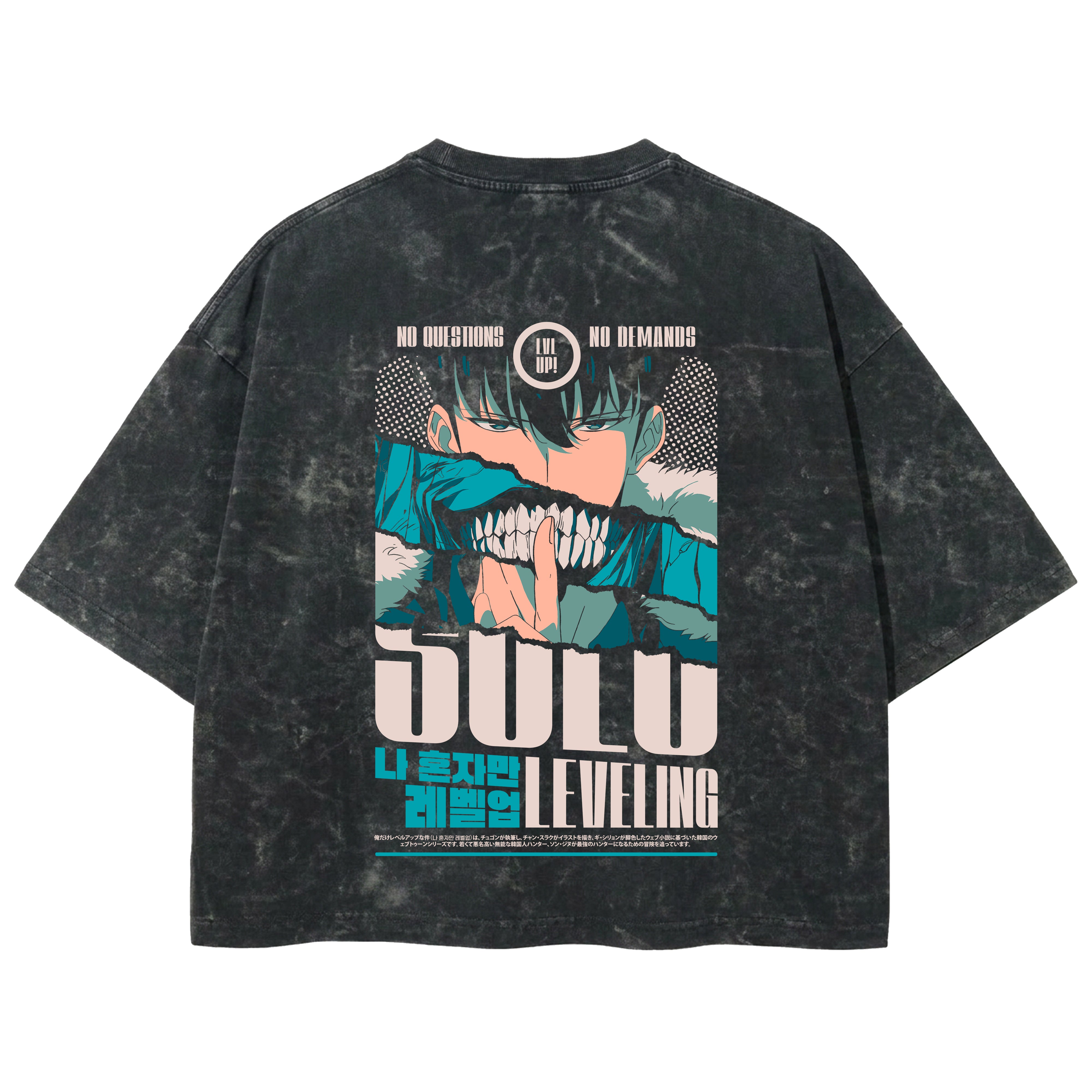 Playera streetwear premium de anime y gaming ExtraLife MX, corte boxy deluxe mineral wash heavyweight en color Acid Wash, moda urbana mexicana de culto.