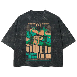 Playera streetwear premium de anime y gaming ExtraLife MX, corte boxy deluxe mineral wash heavyweight en color Acid Wash, moda urbana mexicana de culto.