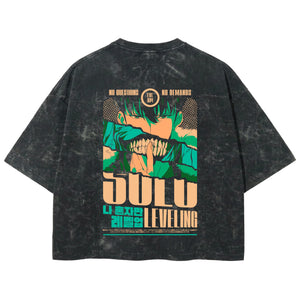 Playera streetwear premium de anime y gaming ExtraLife MX, corte boxy deluxe mineral wash heavyweight en color Acid Wash, moda urbana mexicana de culto.