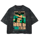 Playera streetwear premium de anime y gaming ExtraLife MX, corte boxy deluxe mineral wash heavyweight en color Acid Wash, moda urbana mexicana de culto.