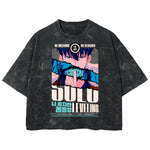 Playera streetwear premium de anime y gaming ExtraLife MX, corte boxy deluxe mineral wash heavyweight en color Acid Wash, moda urbana mexicana de culto.