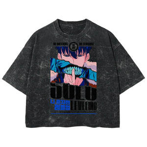 Playera streetwear premium de anime y gaming ExtraLife MX, corte boxy deluxe mineral wash heavyweight en color Acid Wash, moda urbana mexicana de culto.