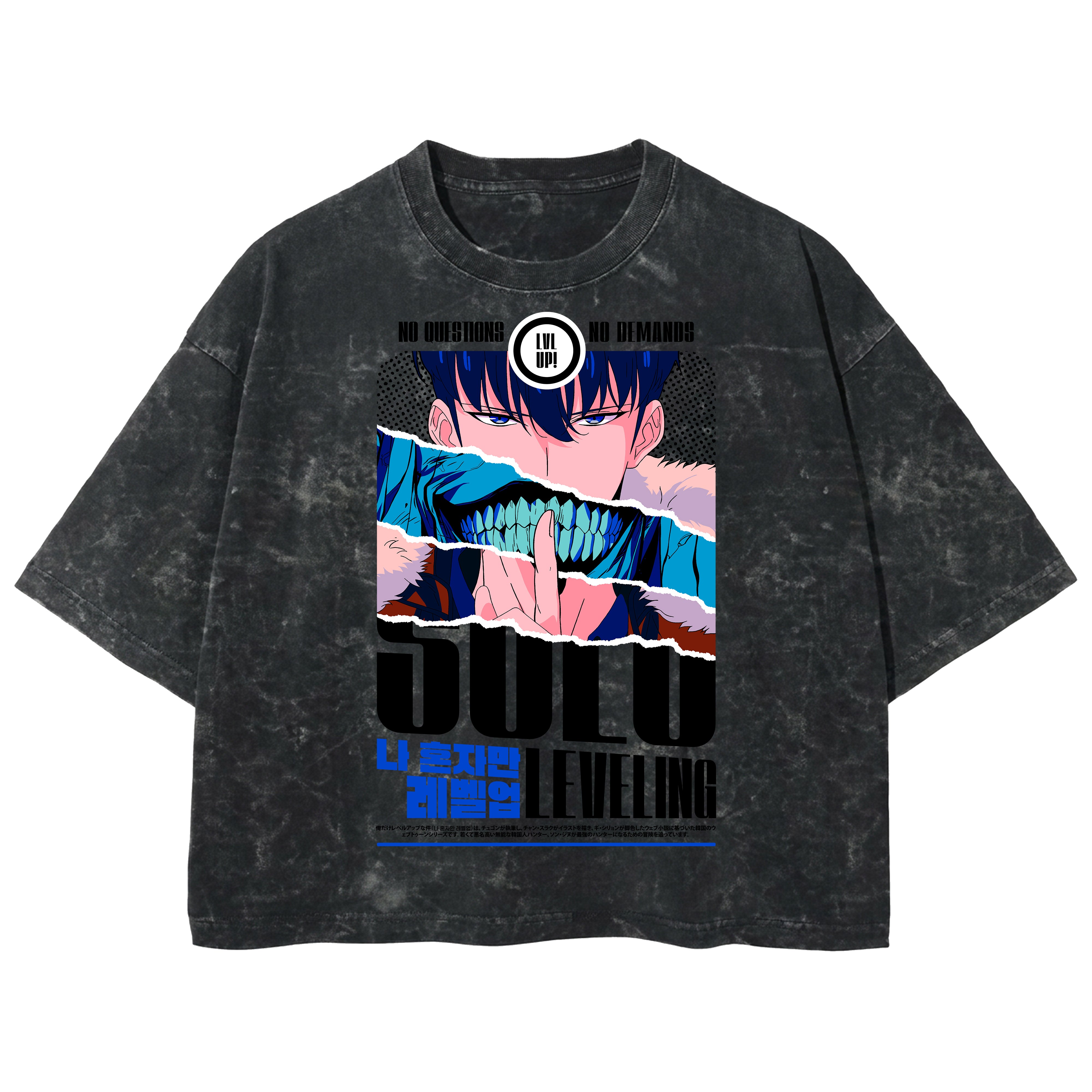 Playera streetwear premium de anime y gaming ExtraLife MX, corte boxy deluxe mineral wash heavyweight en color Acid Wash, moda urbana mexicana de culto.