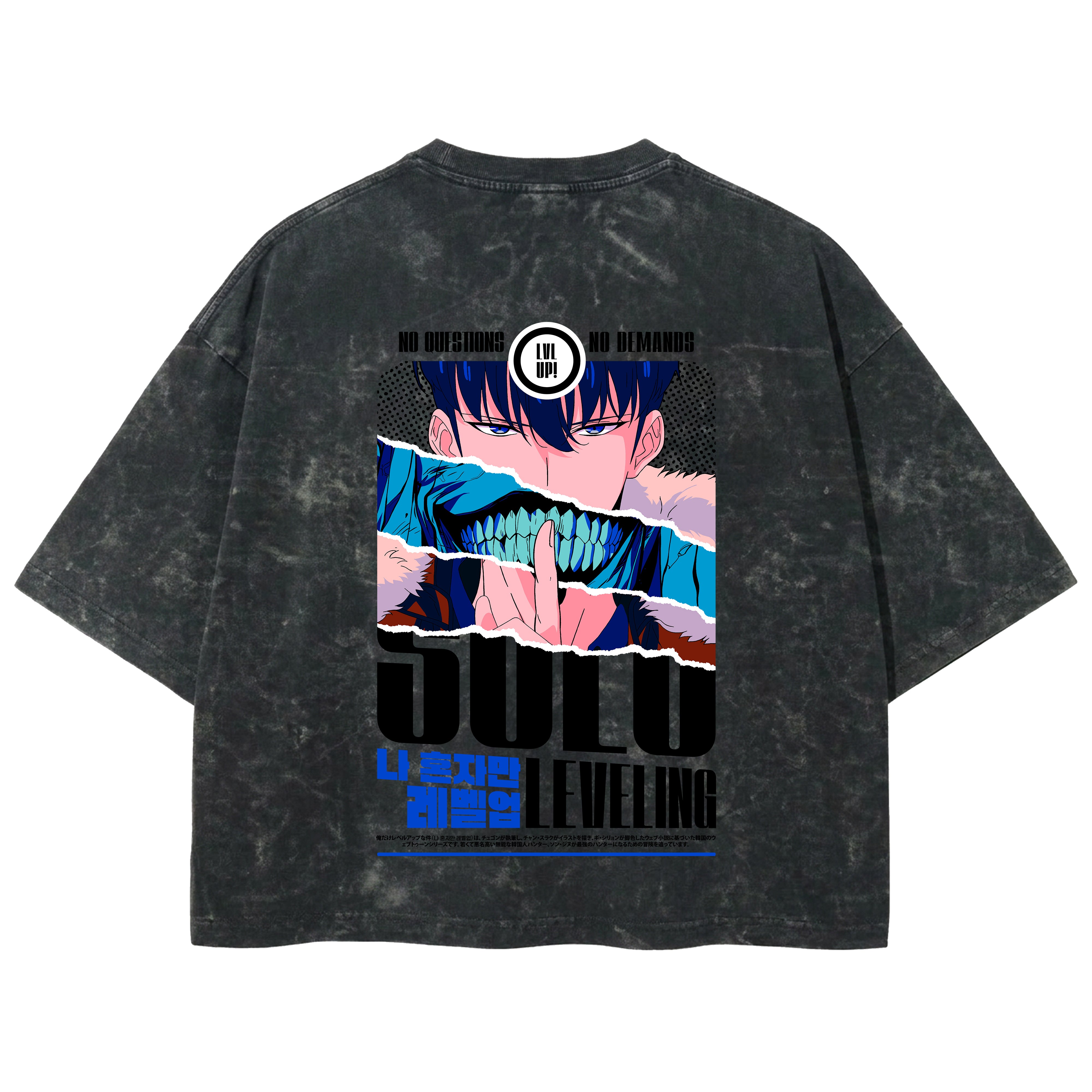 Playera streetwear premium de anime y gaming ExtraLife MX, corte boxy deluxe mineral wash heavyweight en color Acid Wash, moda urbana mexicana de culto.