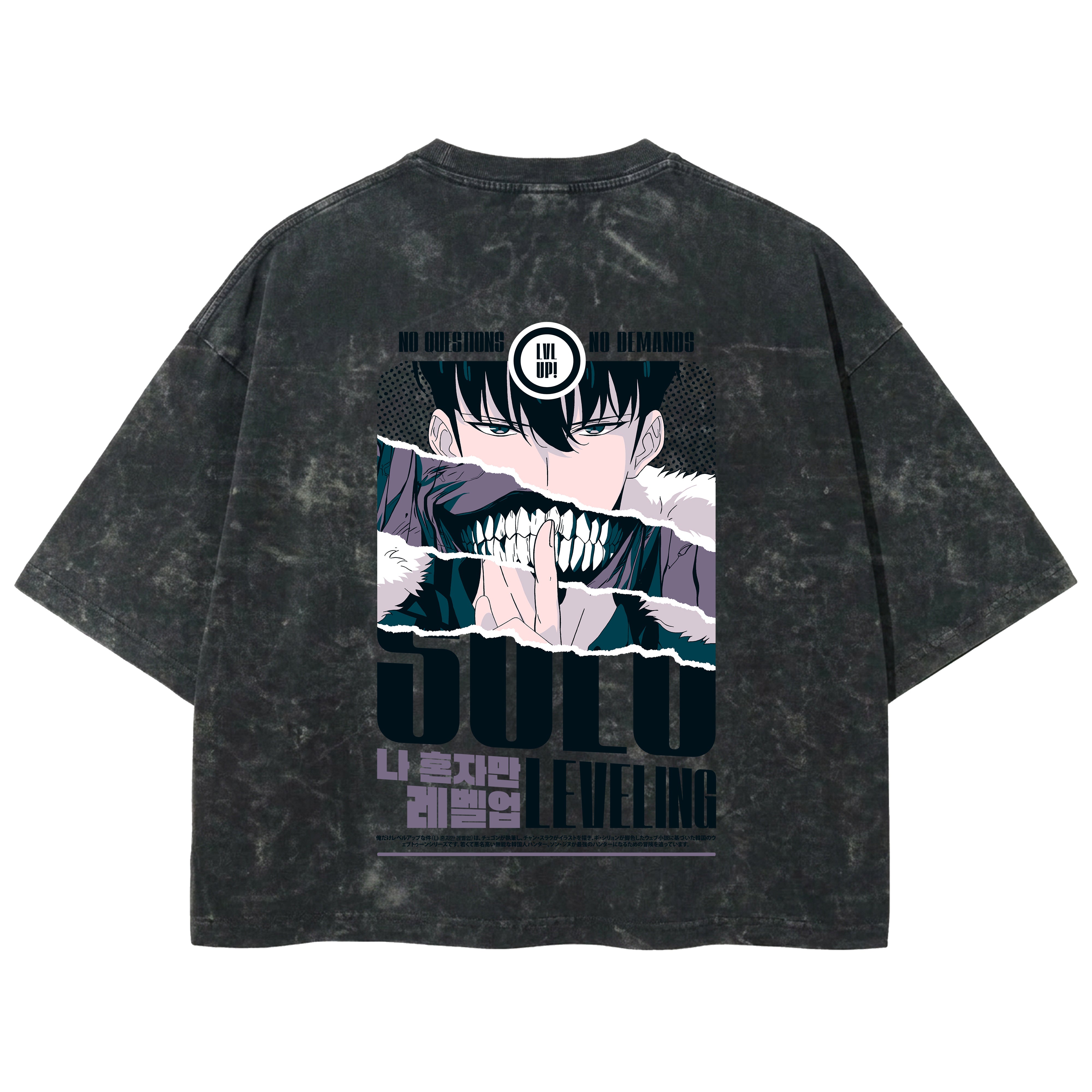 Playera streetwear premium de anime y gaming ExtraLife MX, corte boxy deluxe mineral wash heavyweight en color Acid Wash, moda urbana mexicana de culto.