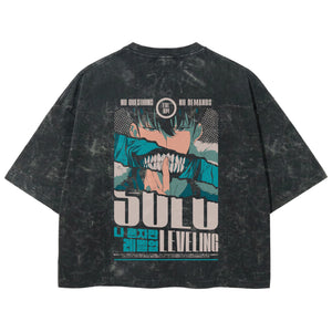 Playera streetwear premium de anime y gaming ExtraLife MX, corte boxy deluxe mineral wash heavyweight en color Acid Wash, moda urbana mexicana de culto.