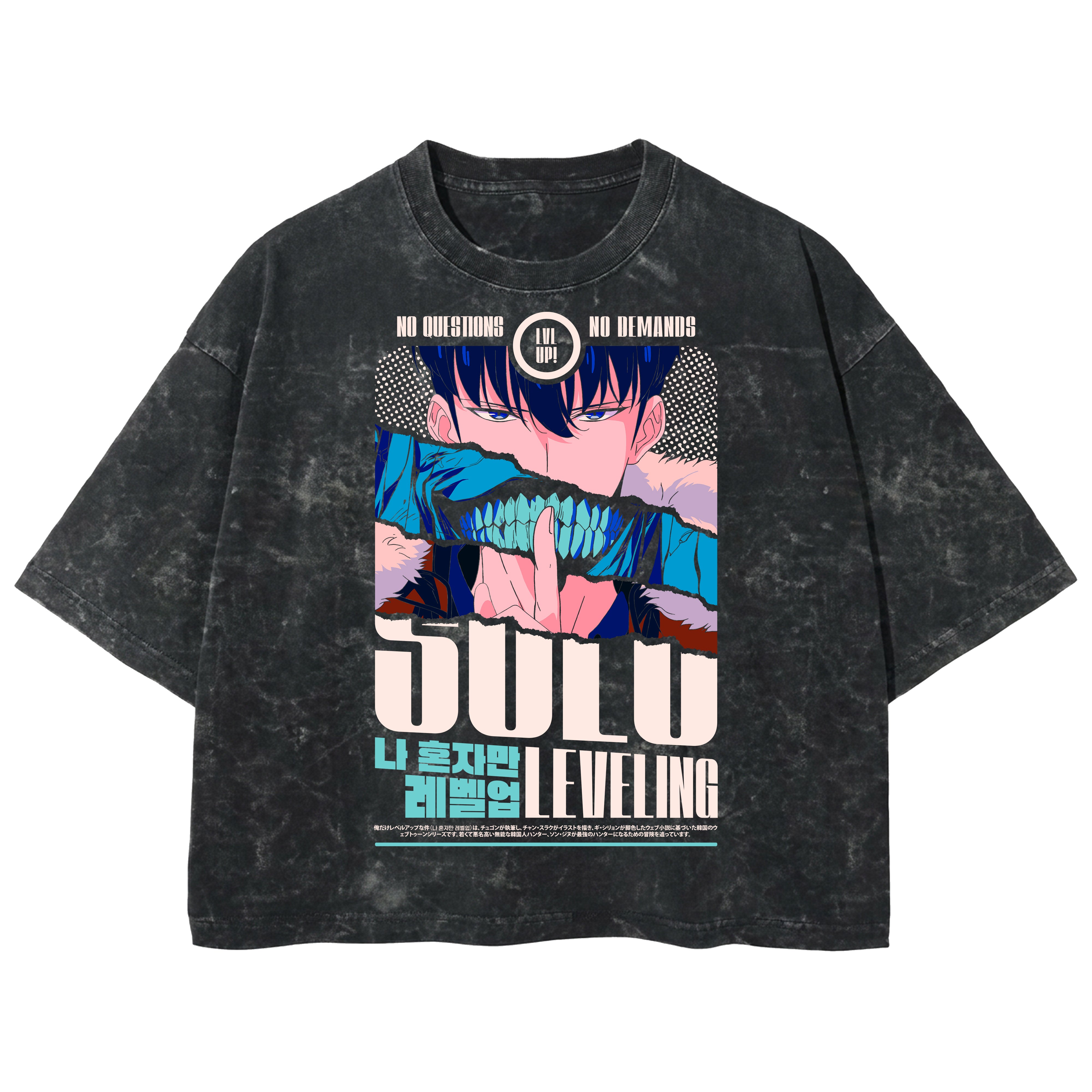 Playera streetwear premium de anime y gaming ExtraLife MX, corte boxy deluxe mineral wash heavyweight en color Acid Wash, moda urbana mexicana de culto.