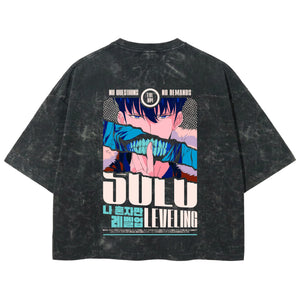 Playera streetwear premium de anime y gaming ExtraLife MX, corte boxy deluxe mineral wash heavyweight en color Acid Wash, moda urbana mexicana de culto.