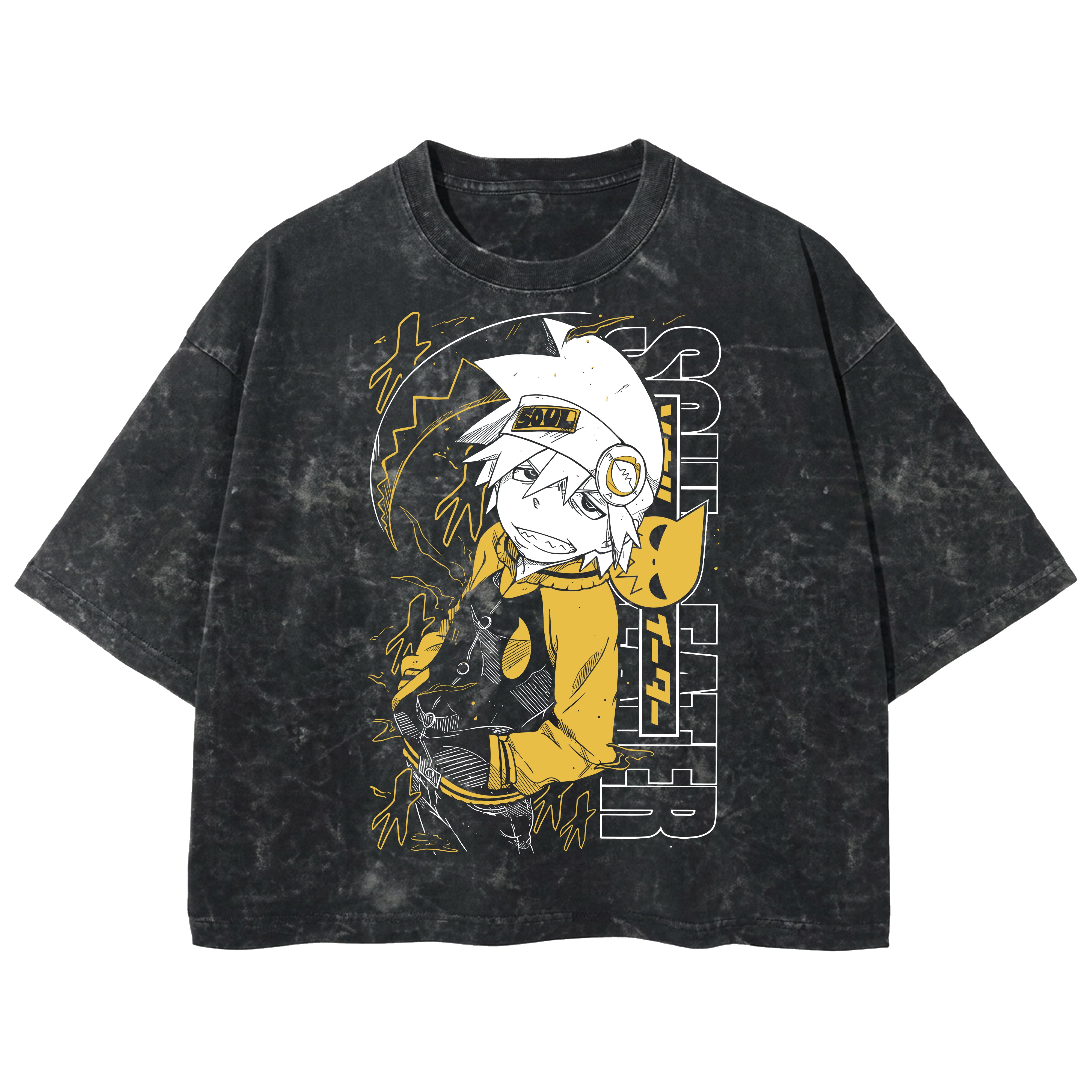 Playera streetwear premium de anime y gaming ExtraLife MX, corte boxy deluxe mineral wash heavyweight en color Acid Wash, moda urbana mexicana de culto.