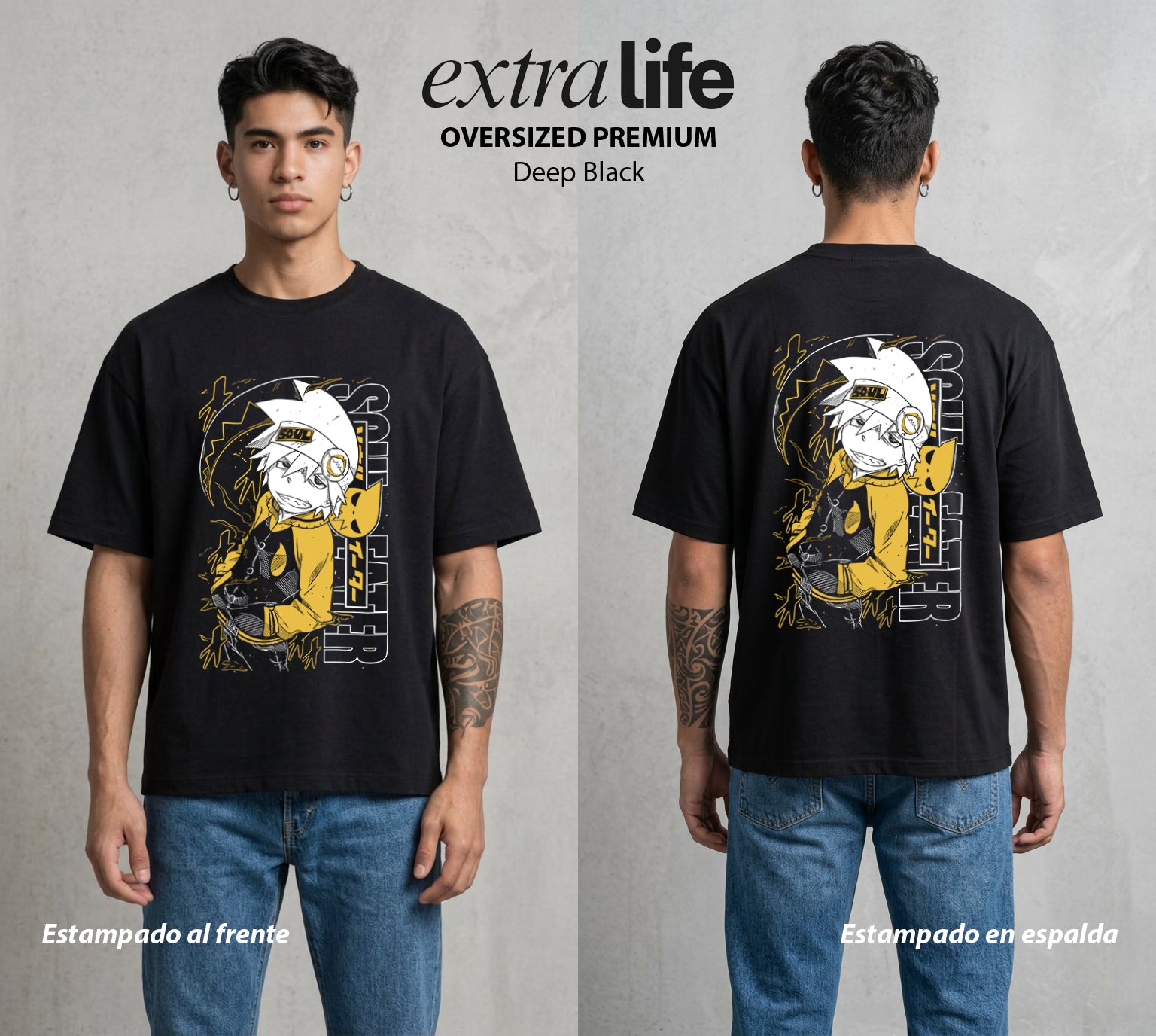 La Academia de Armas | Alma Resonante #04677 - Playera Oversized Premium | Deep Black - Foto en modelo