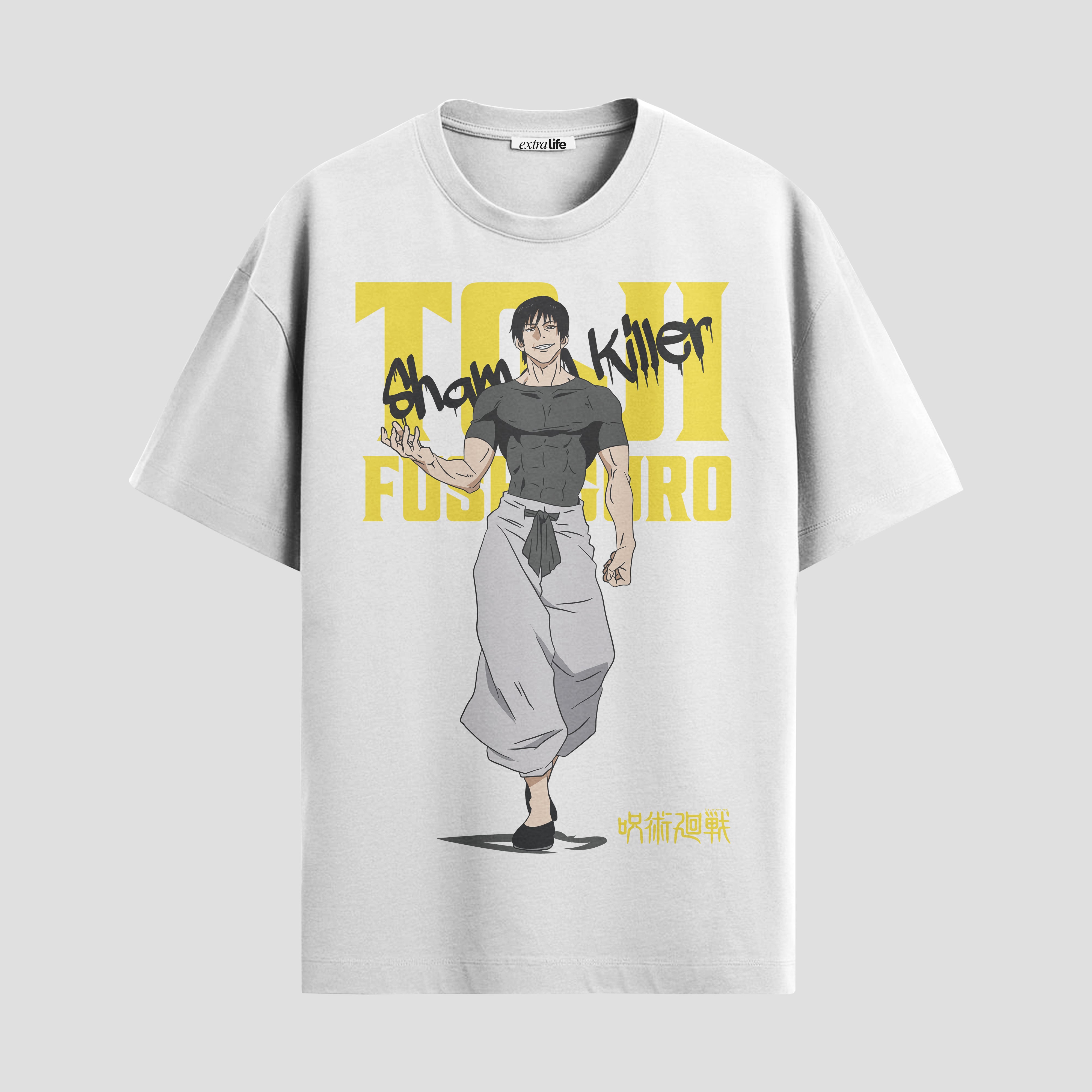 Playera urbana de anime y gaming ExtraLife MX, corte Standard Fit unisex ligero y transpirable en color Deep Black y Pure White, ropa de uso diario para gym y casual.