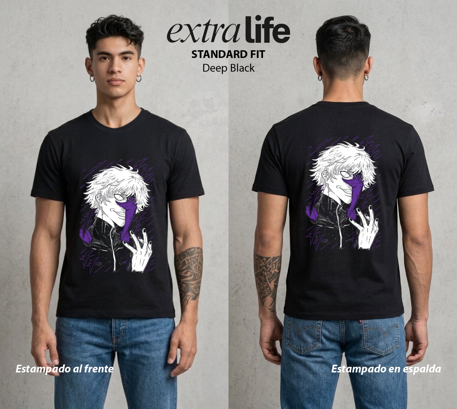 El Mundo de los Ghouls | Medio Ghoul #04681 - Playera Standard Fit | Deep Black - Foto en modelo