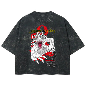 Playera streetwear premium de anime y gaming ExtraLife MX, corte boxy deluxe mineral wash heavyweight en color Acid Wash, moda urbana mexicana de culto.