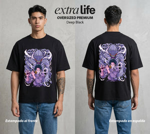 El Arte de las Maldiciones | Heredero de la Maldición #04683 - Playera Oversized Premium | Deep Black - Foto en modelo
