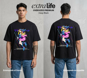 El Duelo de los Destinos | Maga Oscura #04686 - Playera Oversized Premium | Deep Black - Foto en modelo