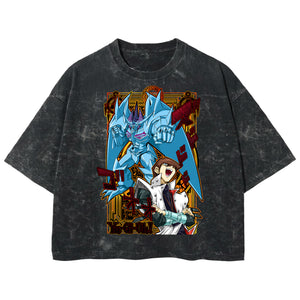 Playera streetwear premium de anime y gaming ExtraLife MX, corte boxy deluxe mineral wash heavyweight en color Acid Wash, moda urbana mexicana de culto.