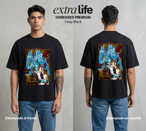 El Duelo de los Destinos | Dios del Tormento #04688 - Playera Oversized Premium | Deep Black - Foto en modelo