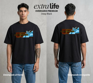 El Duelo de los Destinos | Fuerza del Obelisco #04689 - Playera Oversized Premium | Deep Black - Foto en modelo