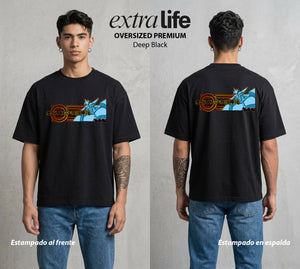 El Duelo de los Destinos | Fuerza del Obelisco #04689 - Playera Oversized Premium | Deep Black - Foto en modelo
