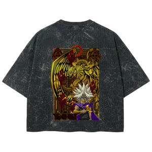 Playera streetwear premium de anime y gaming ExtraLife MX, corte boxy deluxe mineral wash heavyweight en color Acid Wash, moda urbana mexicana de culto.