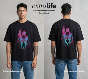 Neo Tokyo | Chico de las Ruinas #04697 - Playera Oversized Premium | Deep Black - Foto en modelo
