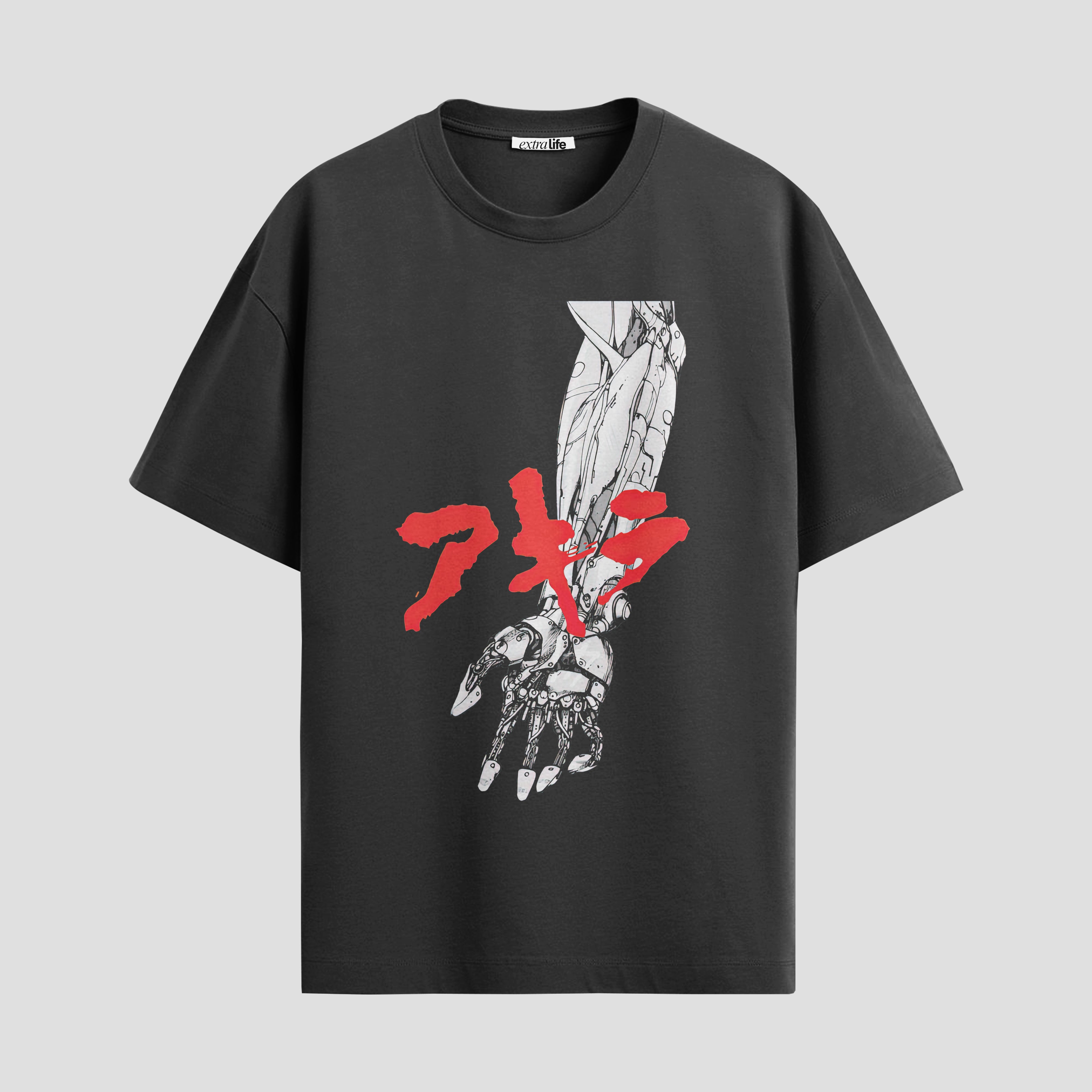 Playera urbana de anime y gaming ExtraLife MX, corte Standard Fit unisex ligero y transpirable en color Deep Black y Pure White, ropa de uso diario para gym y casual.