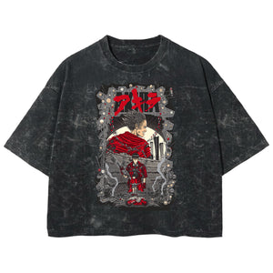 Playera streetwear premium de anime y gaming ExtraLife MX, corte boxy deluxe mineral wash heavyweight en color Acid Wash, moda urbana mexicana de culto.
