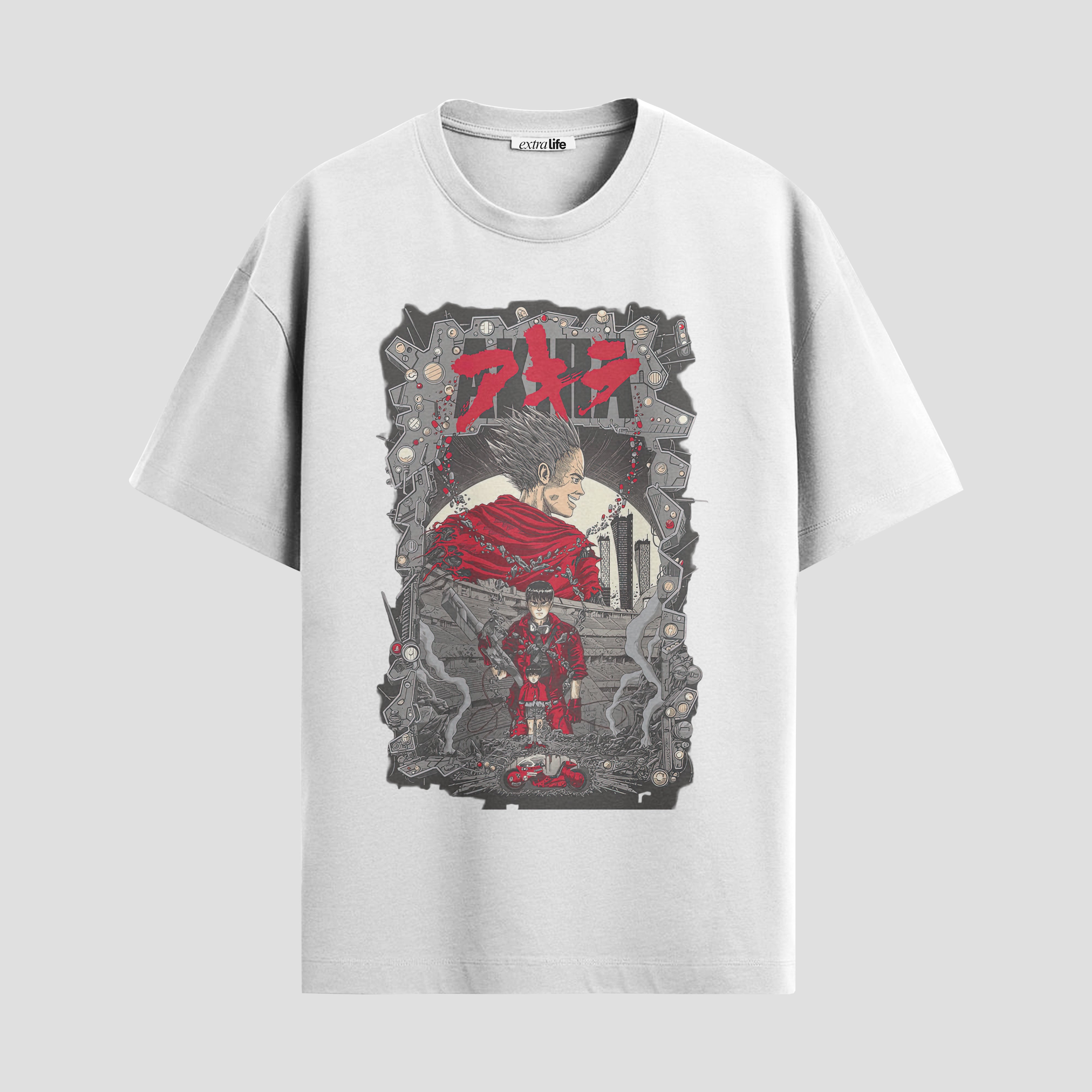 Playera urbana de anime y gaming ExtraLife MX, corte Standard Fit unisex ligero y transpirable en color Deep Black y Pure White, ropa de uso diario para gym y casual.