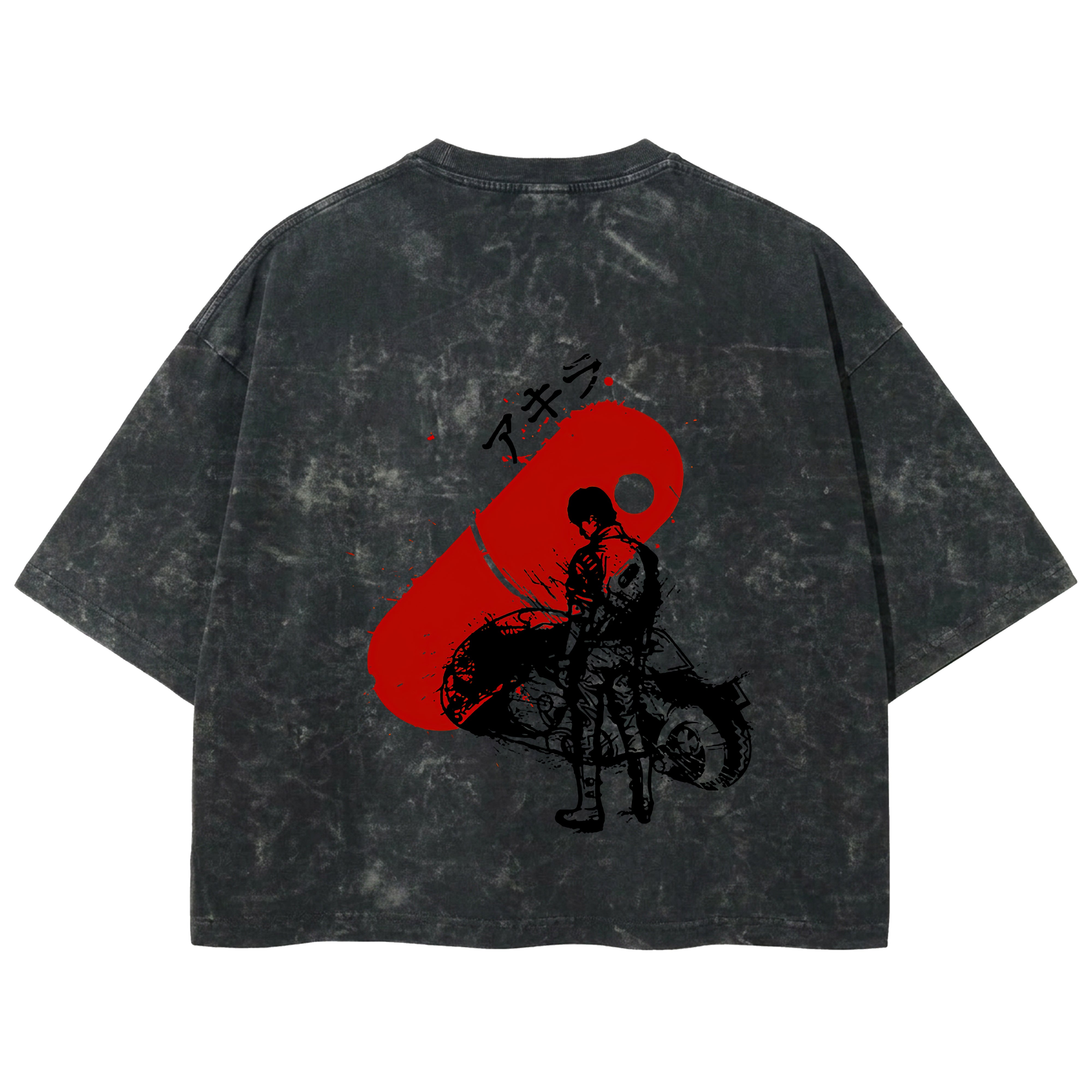 Playera streetwear premium de anime y gaming ExtraLife MX, corte boxy deluxe mineral wash heavyweight en color Acid Wash, moda urbana mexicana de culto.