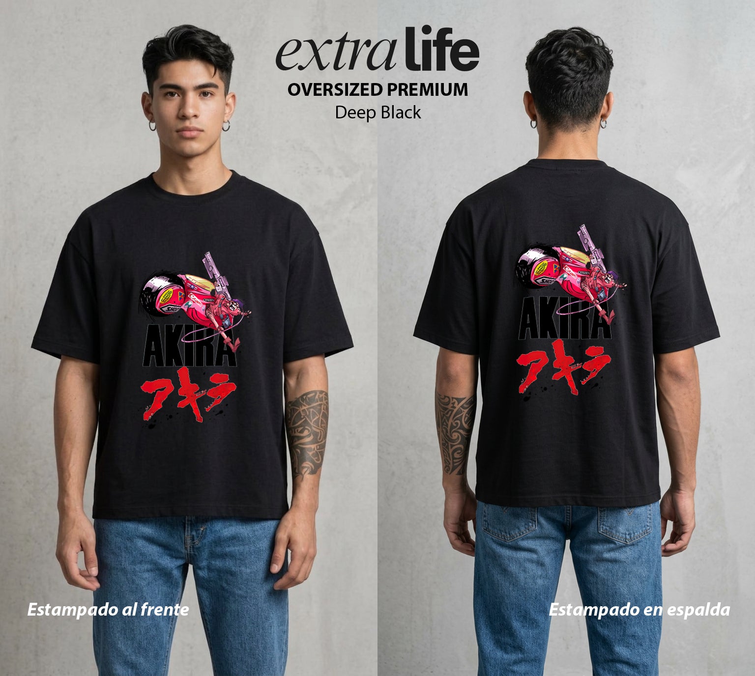 Neo Tokyo | Distopía Neón #04701 - Playera Oversized Premium | Deep Black - Foto en modelo
