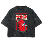 Playera streetwear premium de anime y gaming ExtraLife MX, corte boxy deluxe mineral wash heavyweight en color Acid Wash, moda urbana mexicana de culto.