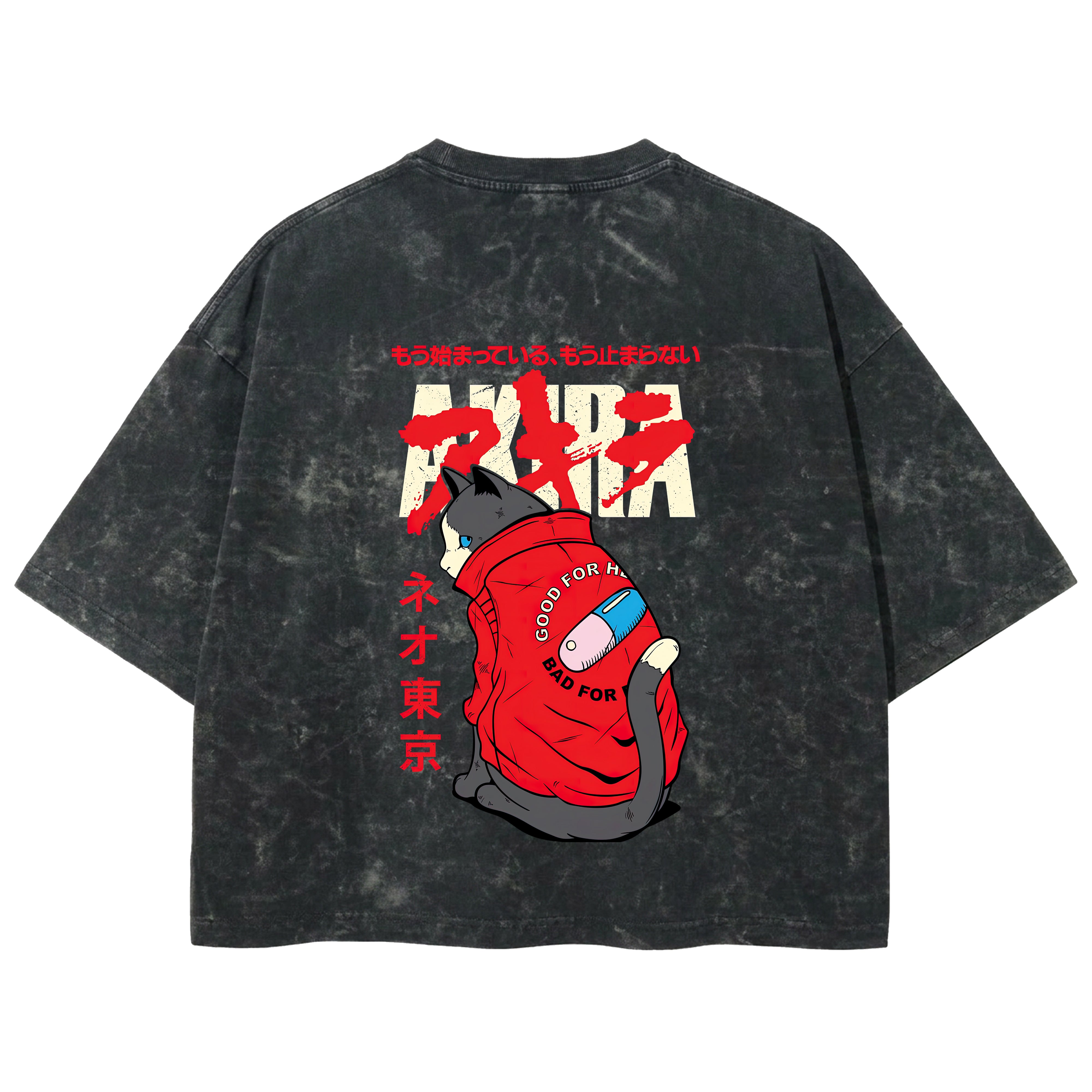Playera streetwear premium de anime y gaming ExtraLife MX, corte boxy deluxe mineral wash heavyweight en color Acid Wash, moda urbana mexicana de culto.