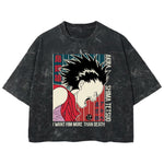 Playera streetwear premium de anime y gaming ExtraLife MX, corte boxy deluxe mineral wash heavyweight en color Acid Wash, moda urbana mexicana de culto.