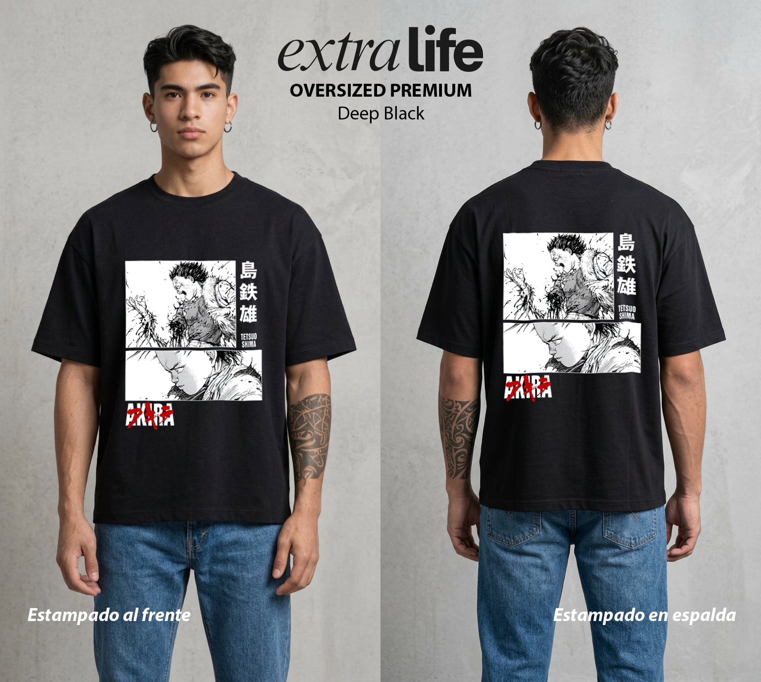 Neo Tokyo | El Poder sin Control #04704 - Playera Oversized Premium | Deep Black - Foto en modelo