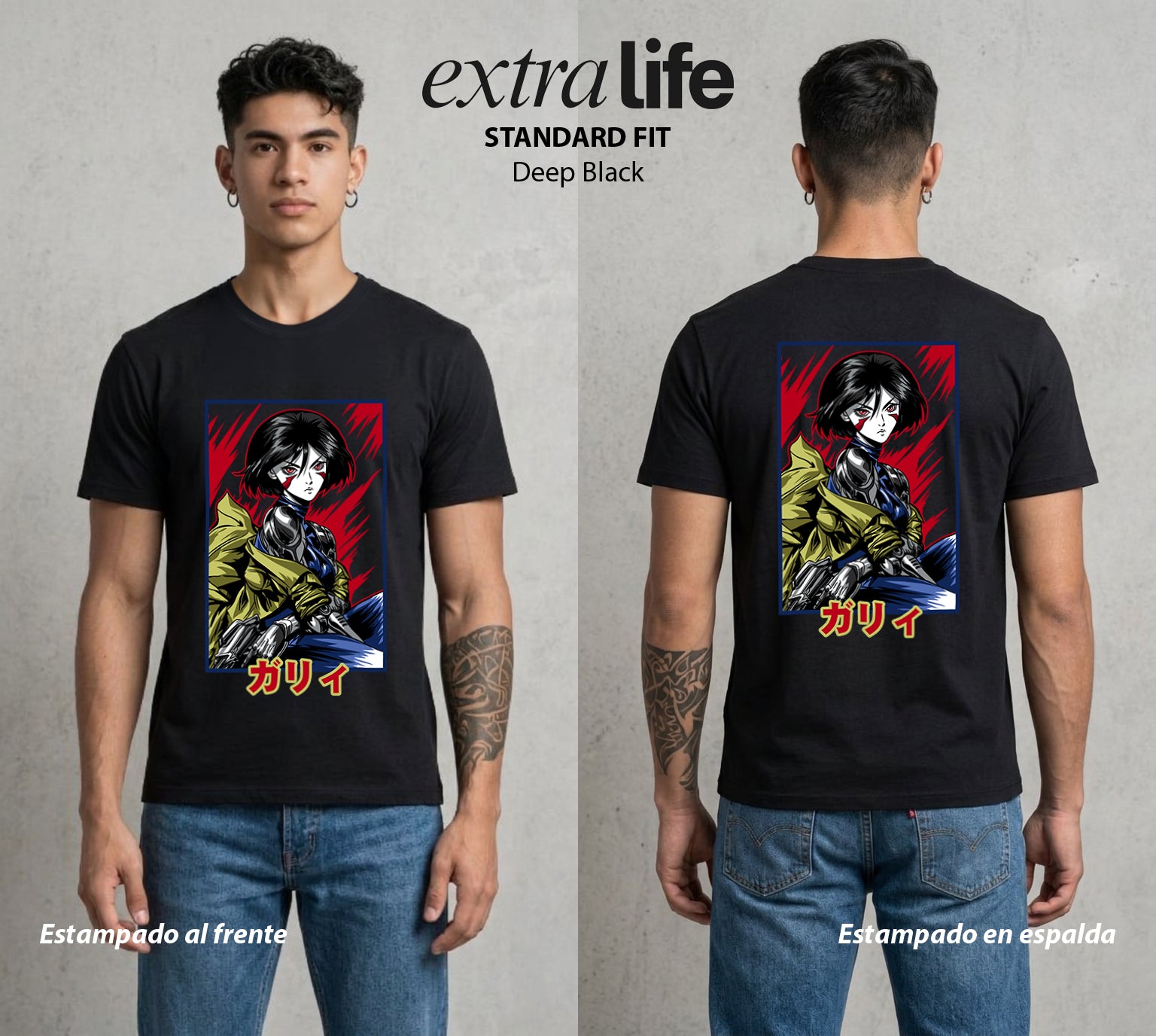La Luchadora del Futuro | La Cyborg del Bien #04706 - Playera Standard Fit | Deep Black - Foto en modelo