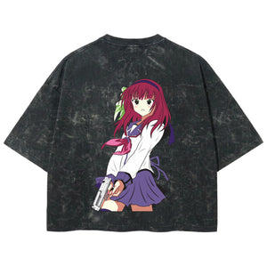 Playera streetwear premium de anime y gaming ExtraLife MX, corte boxy deluxe mineral wash heavyweight en color Acid Wash, moda urbana mexicana de culto.
