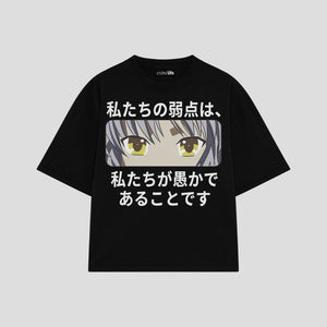Playera streetwear premium de anime y gaming ExtraLife MX, corte oversized drop shoulder ligero y fresco en color Deep Black y Off-White, moda urbana mexicana de culto.