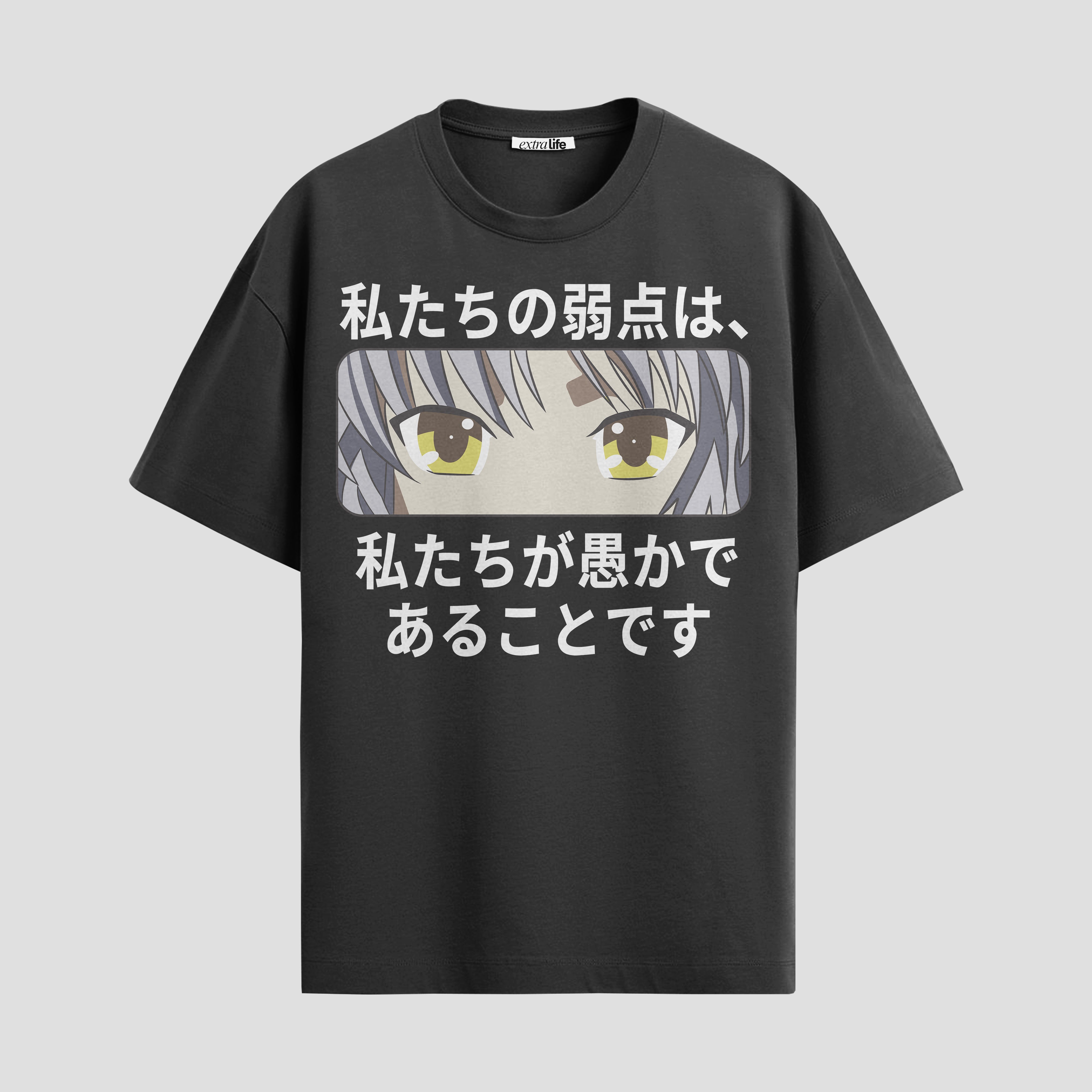 Playera urbana de anime y gaming ExtraLife MX, corte Standard Fit unisex ligero y transpirable en color Deep Black y Pure White, ropa de uso diario para gym y casual.