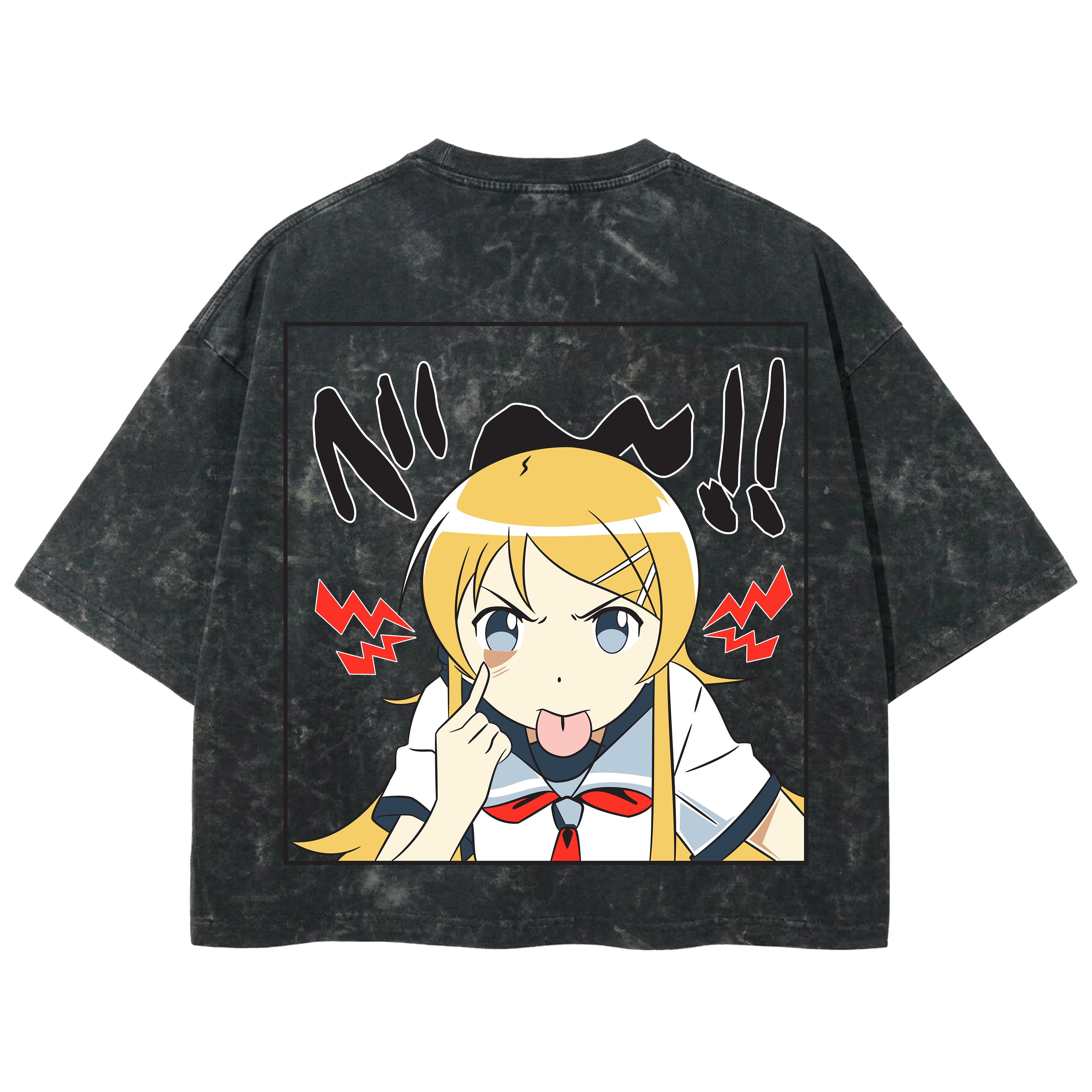 Playera streetwear premium de anime y gaming ExtraLife MX, corte boxy deluxe mineral wash heavyweight en color Acid Wash, moda urbana mexicana de culto.