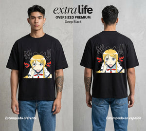 Después de la Vida | Concierto del Cielo #04710 - Playera Oversized Premium | Deep Black - Foto en modelo