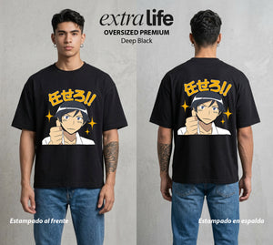 Después de la Vida | Guerreros del Limbo #04713 - Playera Oversized Premium | Deep Black - Foto en modelo