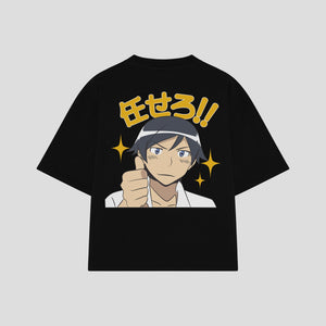 Playera streetwear premium de anime y gaming ExtraLife MX, corte oversized drop shoulder ligero y fresco en color Deep Black y Off-White, moda urbana mexicana de culto.