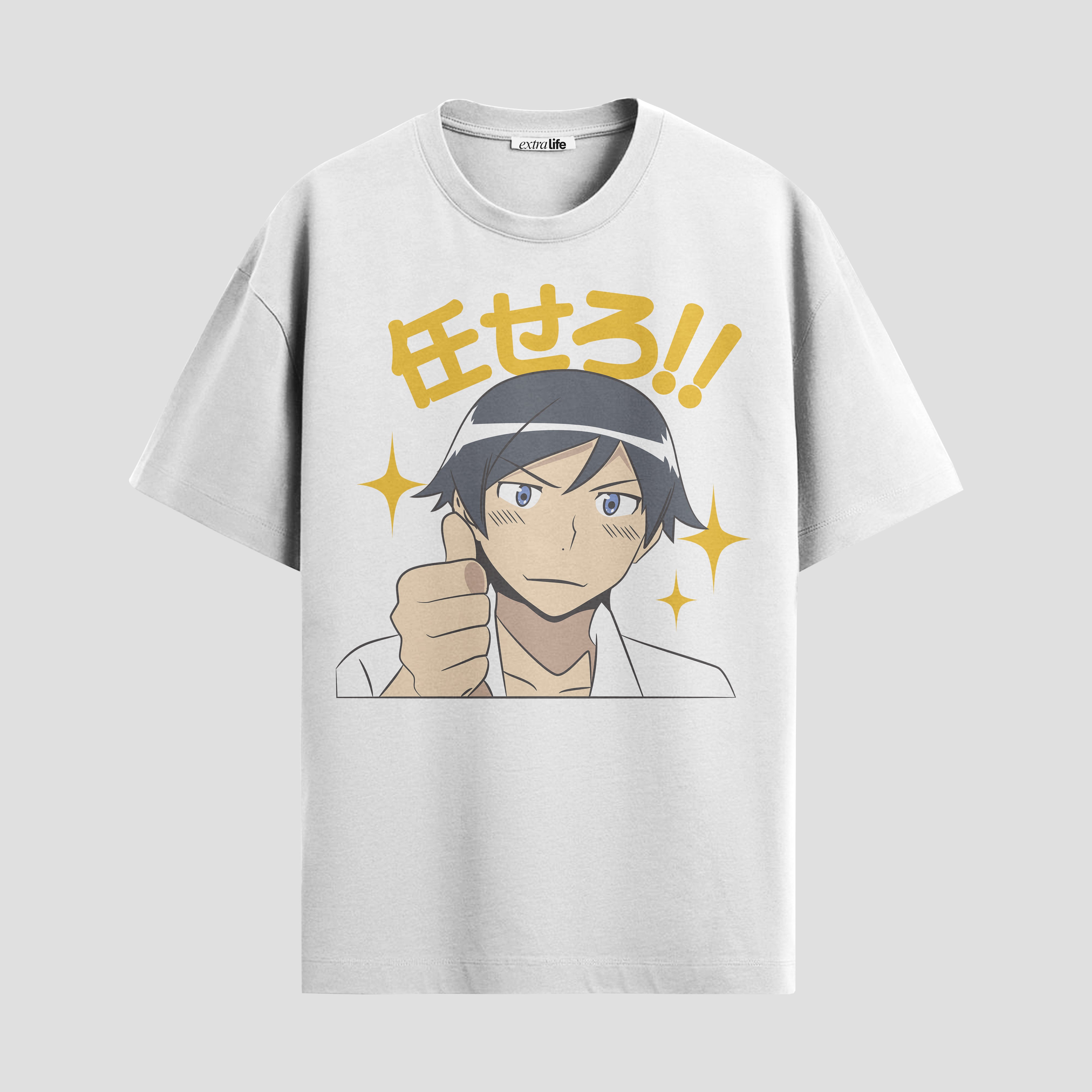 Playera urbana de anime y gaming ExtraLife MX, corte Standard Fit unisex ligero y transpirable en color Deep Black y Pure White, ropa de uso diario para gym y casual.